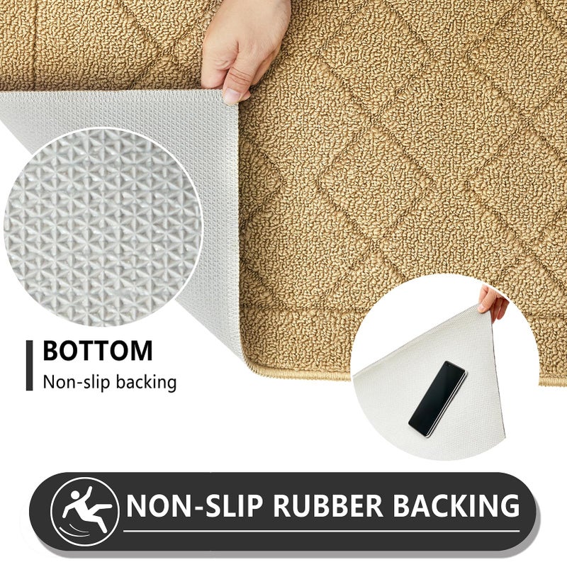 REFETONE Indoor Doormat, Front Back Door Mat 24"x36" Rubber Backing Non Slip Mats, Absorbent Washable Entrance Doormat for Entryway, Resist Dirt Low-Profile Inside Floor Mat for Muddy Shoes, Beige - Image 4